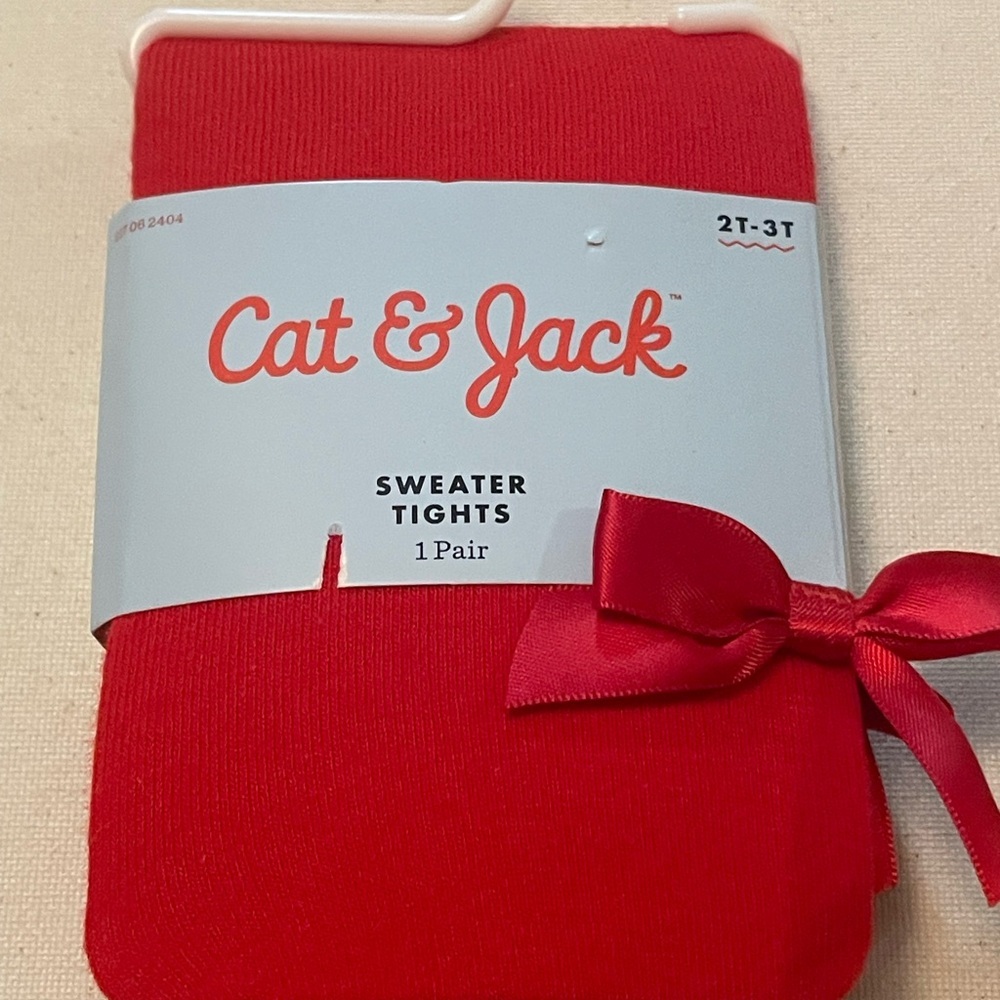 Cat & Jack Red Sweater Tights size 2T-3T